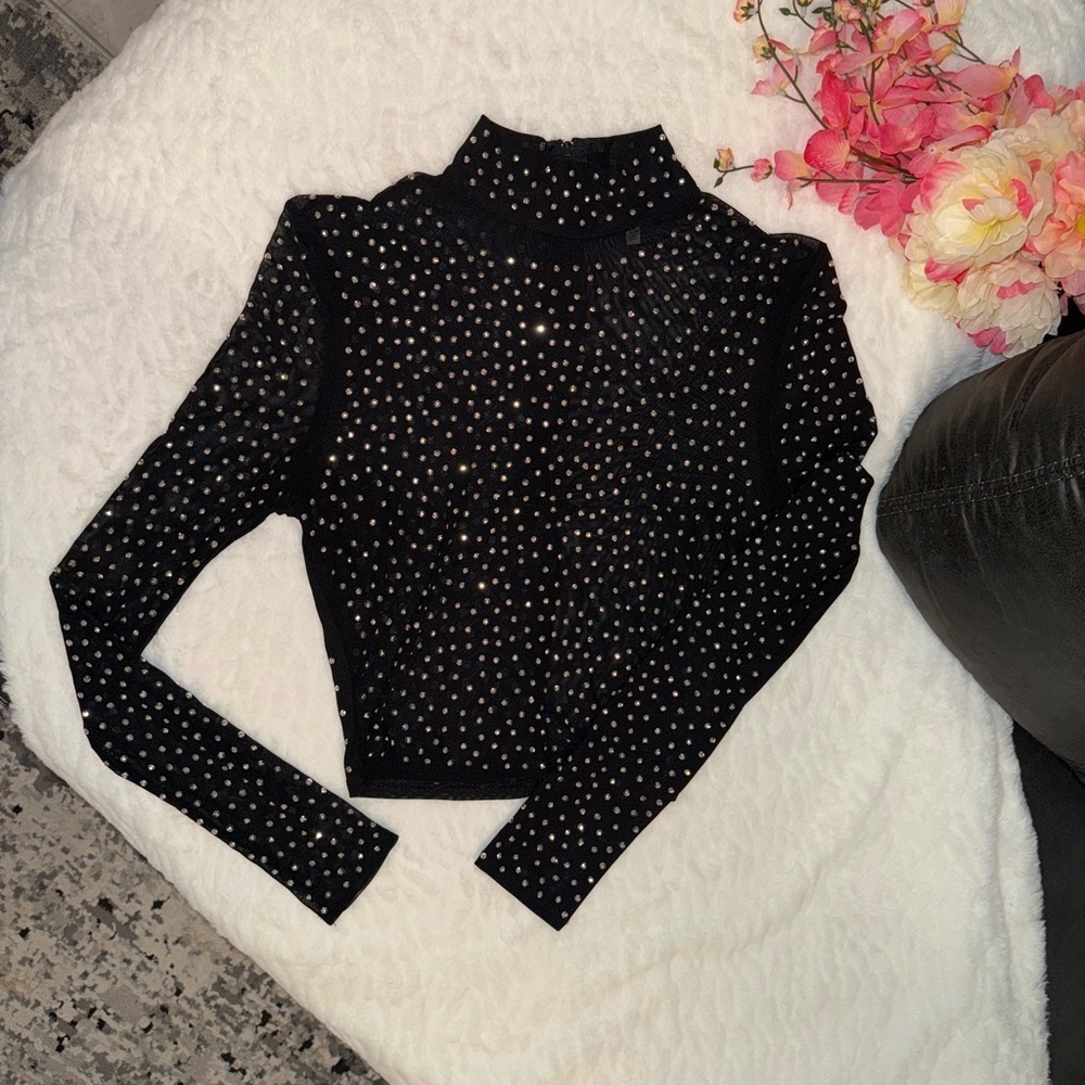 3 x 20$ Charlotte Russe Black and Rhinestone Crop Blouse